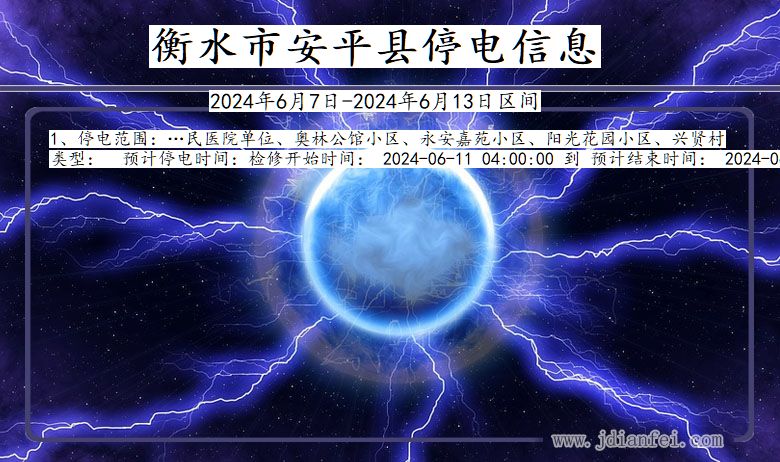 河北省衡水安平停电通知