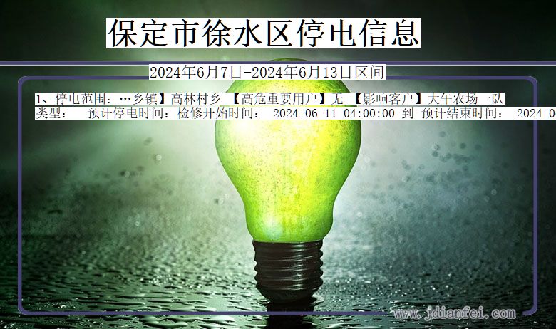 河北省保定徐水停电通知