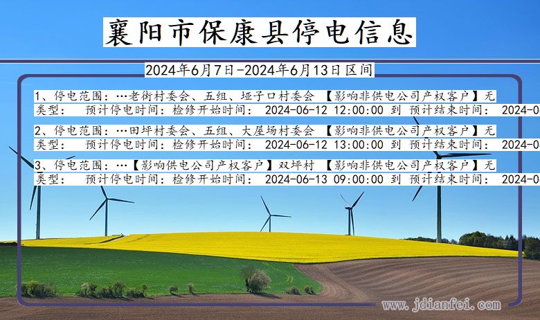 湖北省襄阳保康停电通知