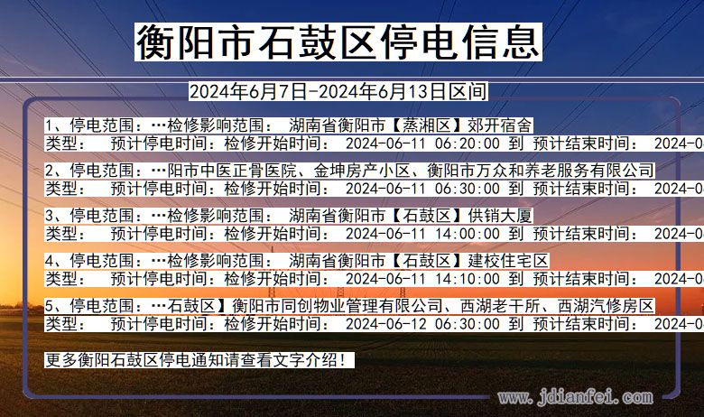 湖南省衡阳石鼓停电通知