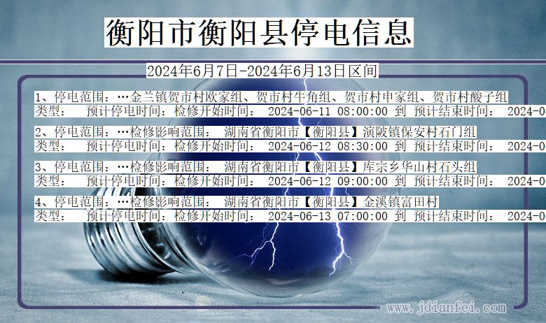 湖南省衡阳衡阳停电通知