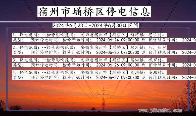 安徽省宿州埇桥停电通知