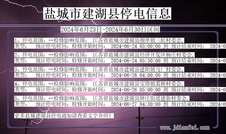 江苏省盐城建湖停电通知