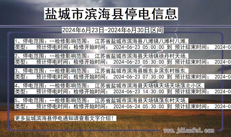 江苏省盐城滨海停电通知