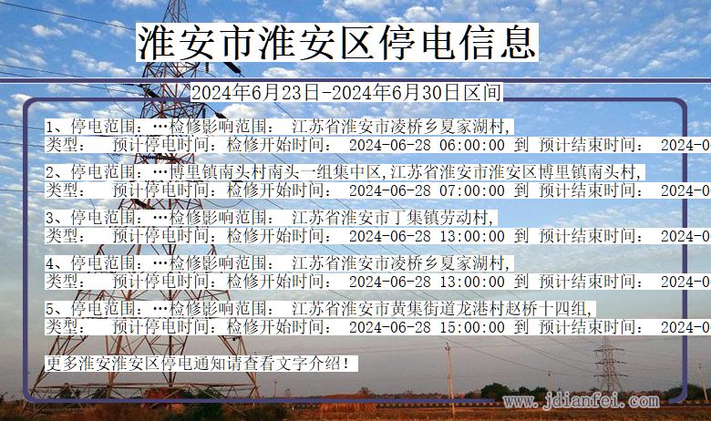 江苏省淮安淮安停电通知