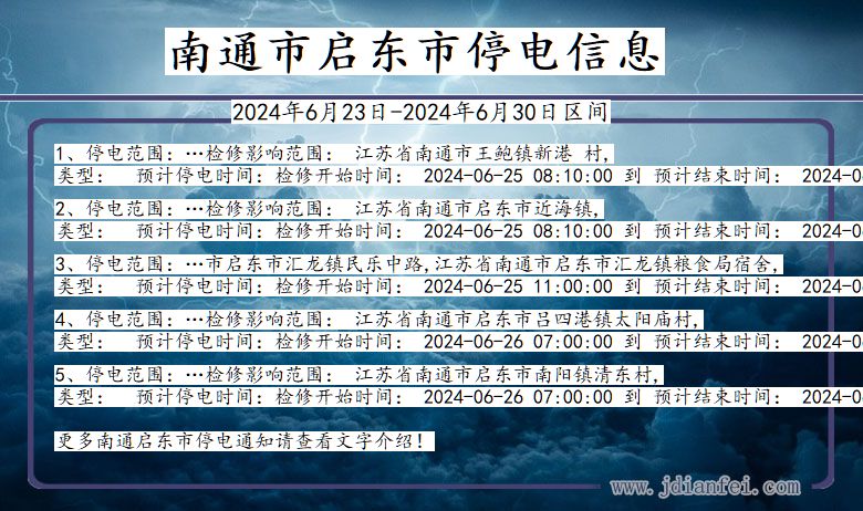 江苏省南通启东停电通知