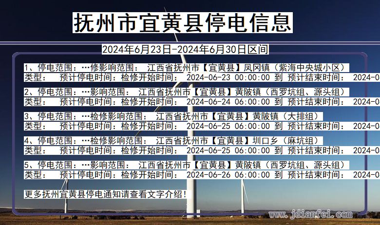 江西省抚州宜黄停电通知