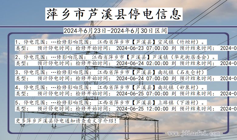 江西省萍乡芦溪停电通知