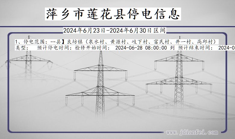 江西省萍乡莲花停电通知