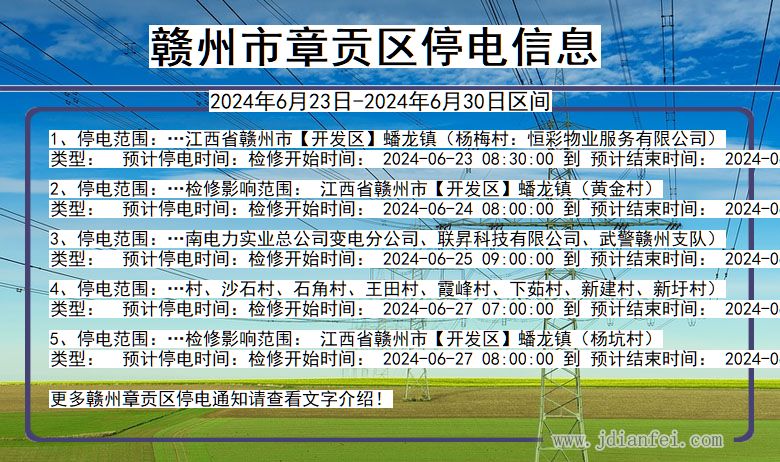 江西省赣州章贡停电通知