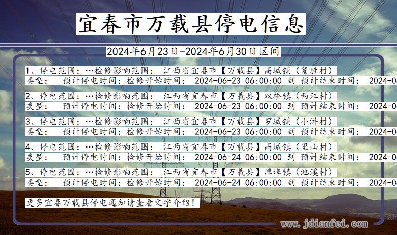 江西省宜春万载停电通知