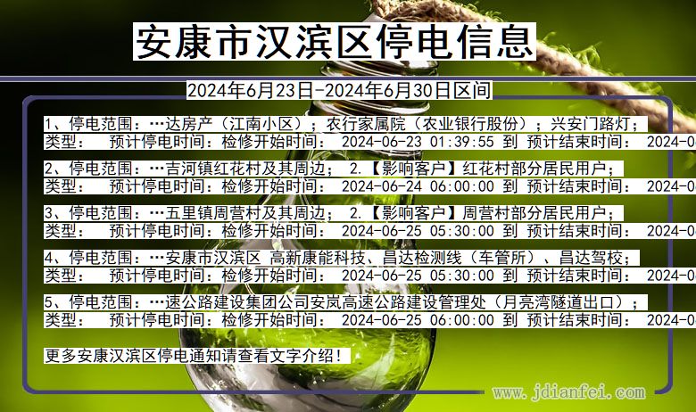 陕西省安康汉滨停电通知