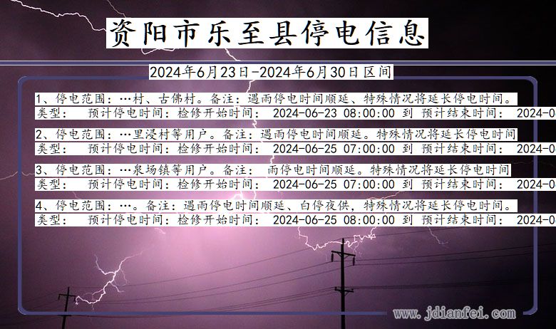 四川省资阳乐至停电通知