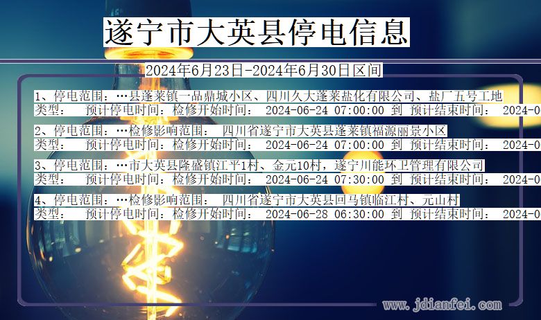 四川省遂宁大英停电通知