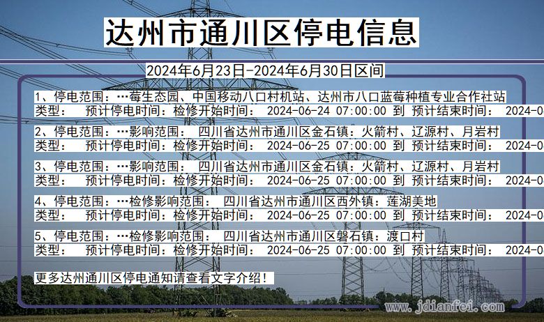 四川省达州通川停电通知