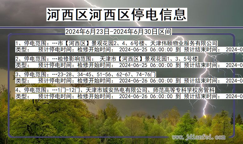 天津市河西区河西停电通知