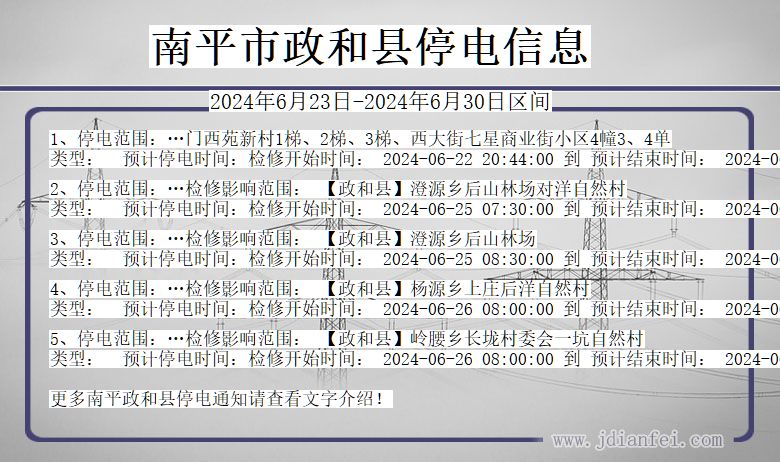 福建省南平政和停电通知