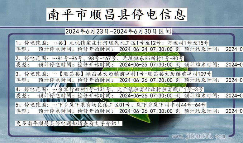 福建省南平顺昌停电通知