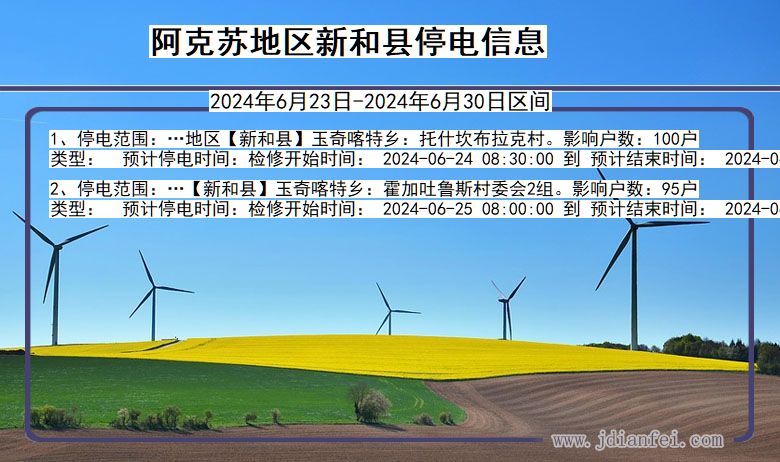 新疆维吾尔自治区阿克苏地区新和停电通知