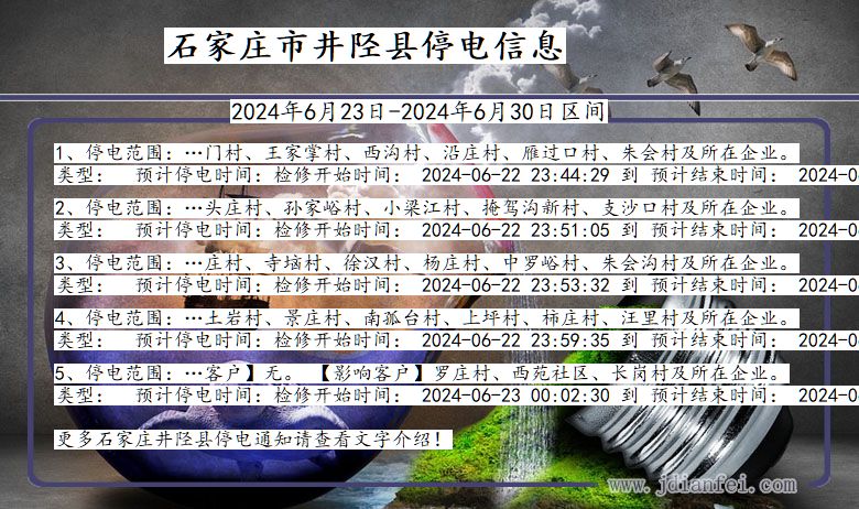 河北省石家庄井陉停电通知