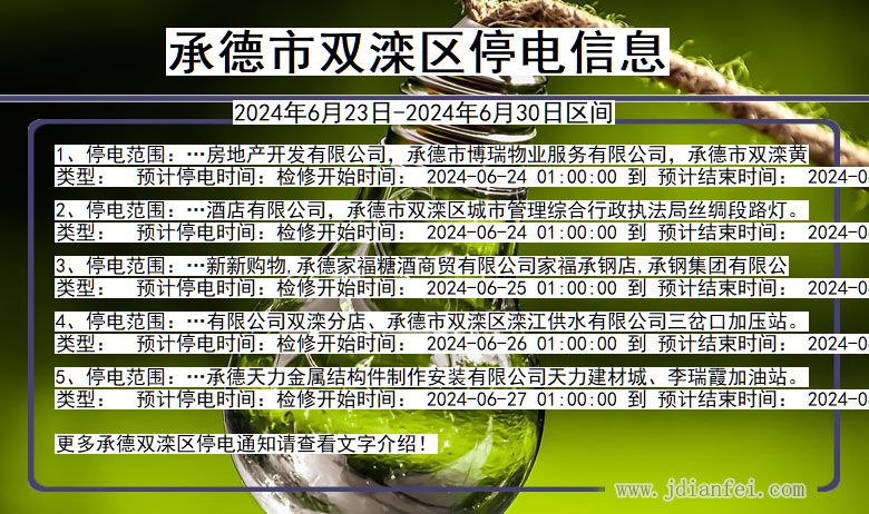 河北省承德双滦停电通知