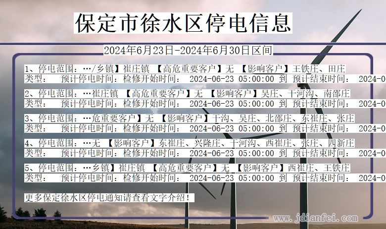 河北省保定徐水停电通知