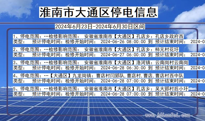 安徽省淮南大通停电通知