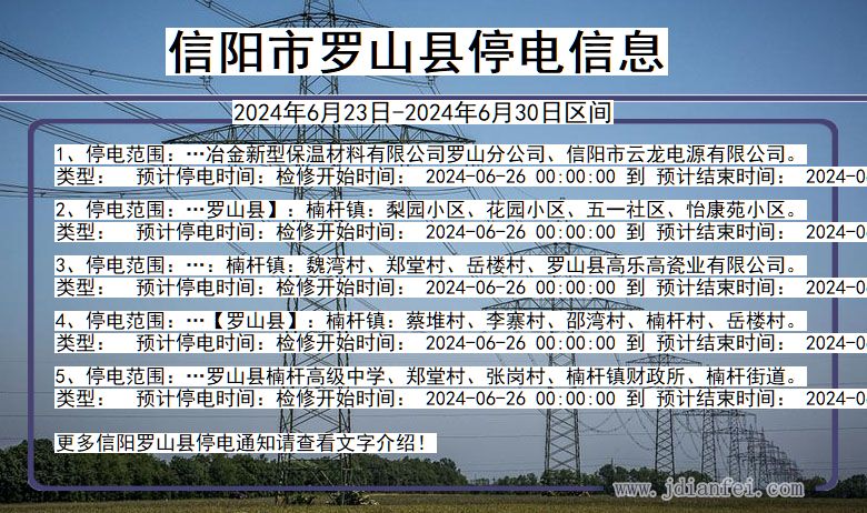 河南省信阳罗山停电通知