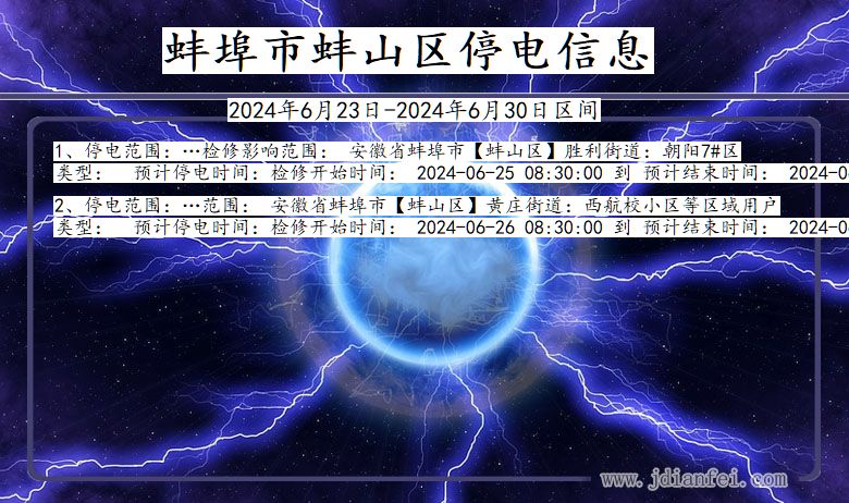 安徽省蚌埠蚌山停电通知