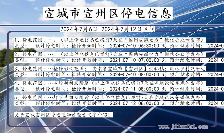 安徽省宣城宣州停电通知