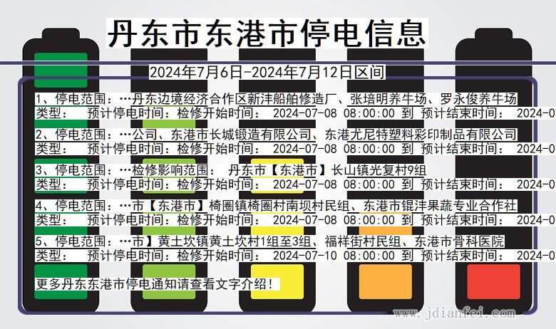 辽宁省丹东东港停电通知