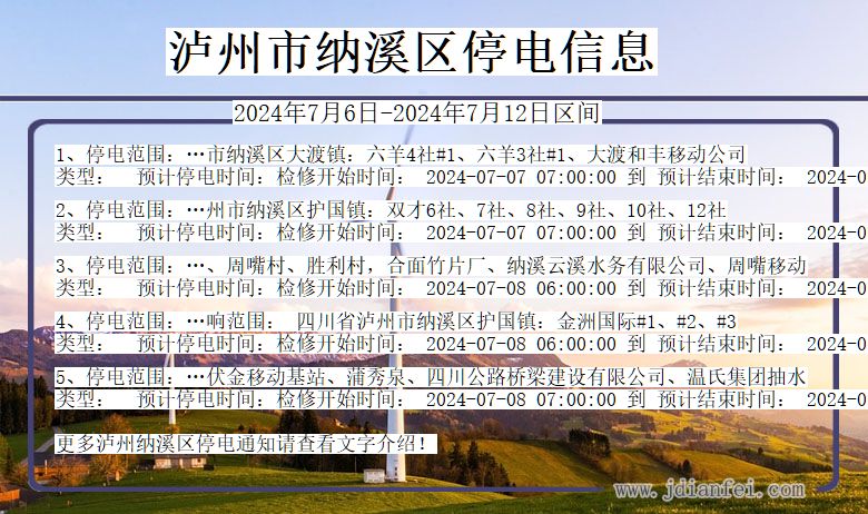 四川省泸州纳溪停电通知