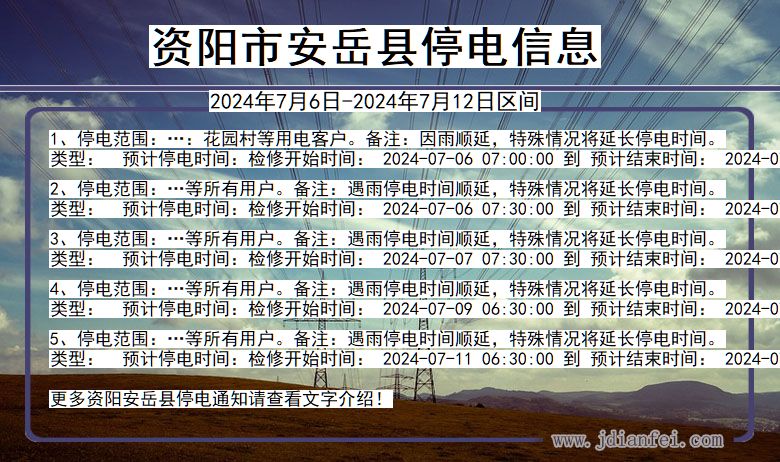 四川省资阳安岳停电通知