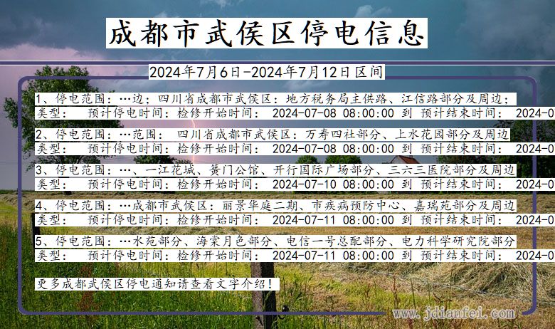 四川省成都武侯停电通知