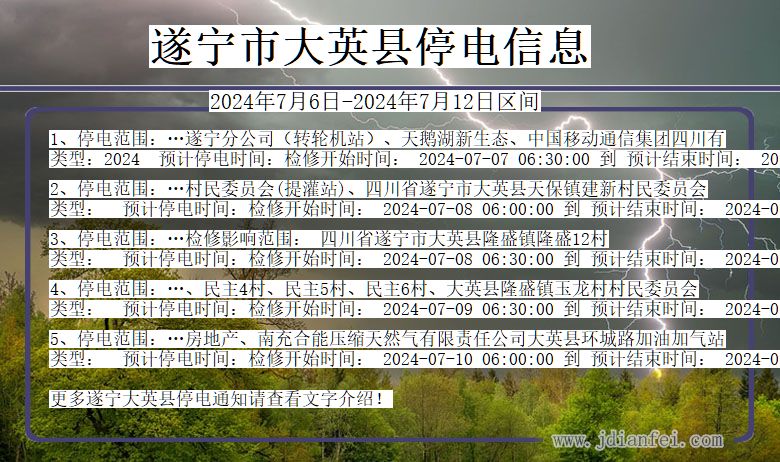 四川省遂宁大英停电通知