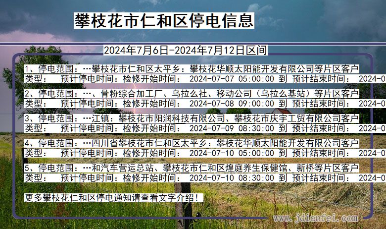 四川省攀枝花仁和停电通知