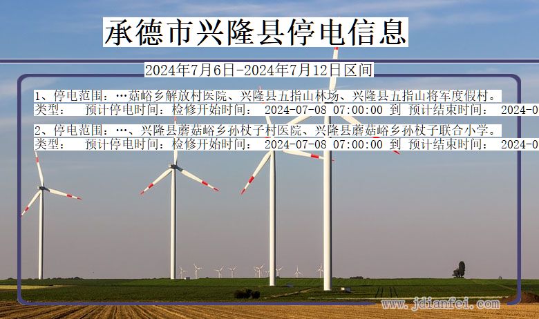 河北省承德兴隆停电通知