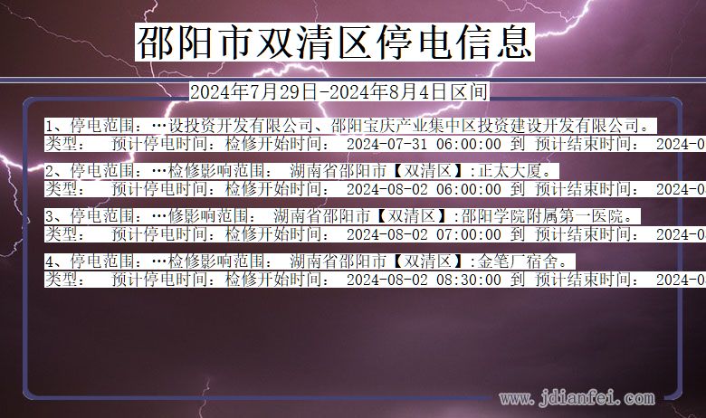 湖南省邵阳双清停电通知