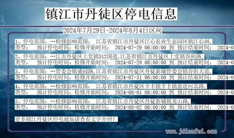 江苏省镇江丹徒停电通知