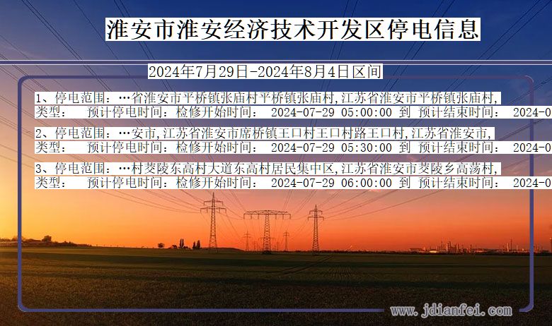 江苏省淮安淮安经济技术开发停电通知