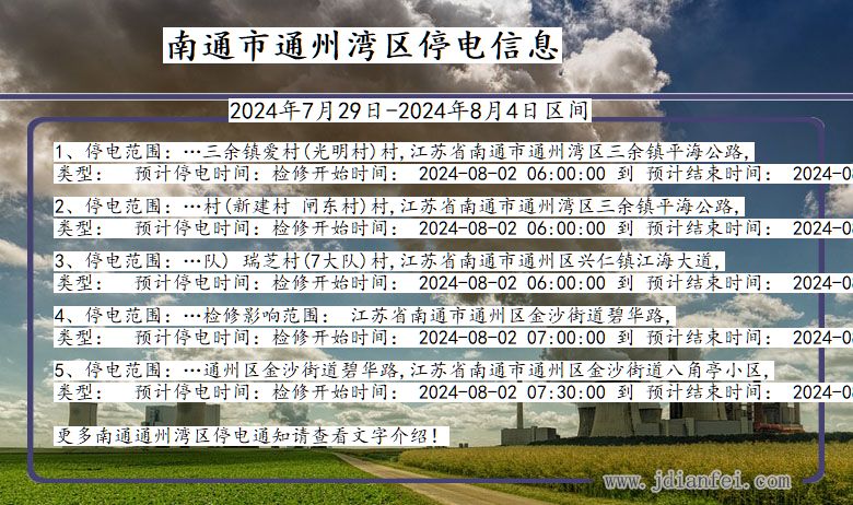 江苏省南通通州湾停电通知