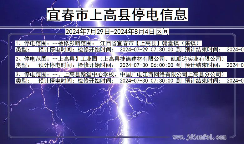 江西省宜春上高停电通知