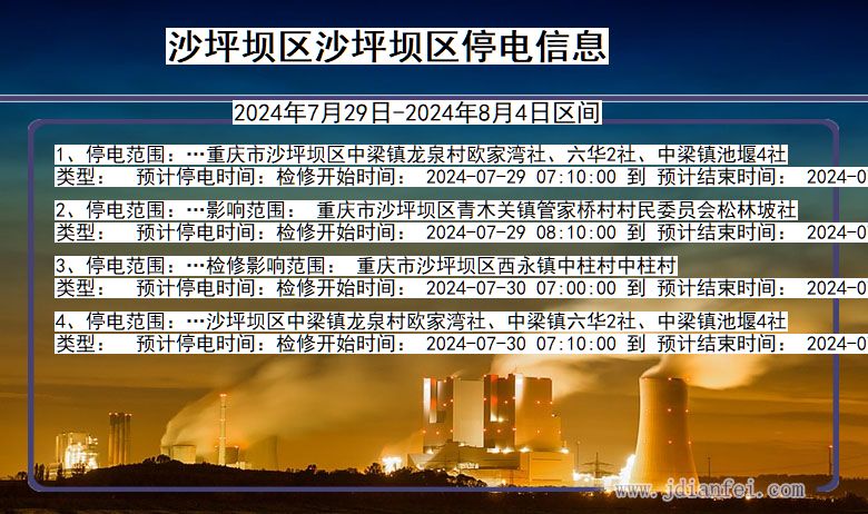 重庆市沙坪坝区沙坪坝停电通知