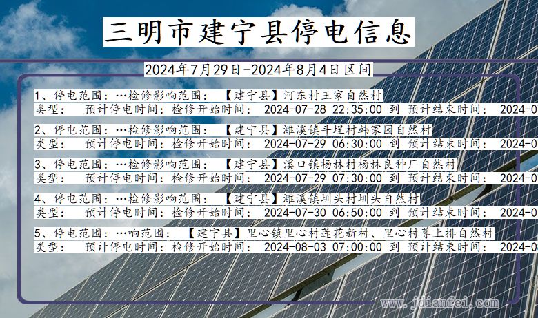 福建省三明建宁停电通知