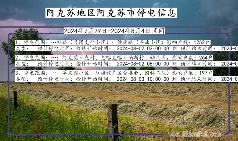 新疆维吾尔自治区阿克苏地区阿克苏停电通知