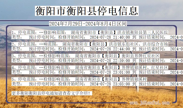 湖南省衡阳衡阳停电通知