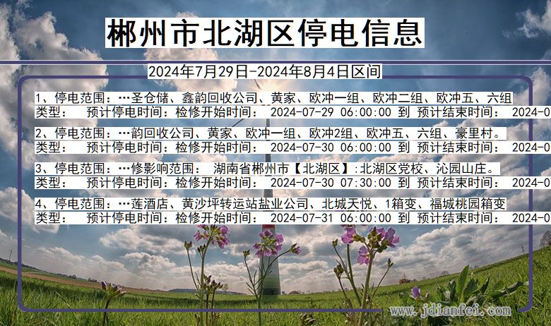 湖南省郴州北湖停电通知