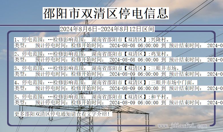 湖南省邵阳双清停电通知