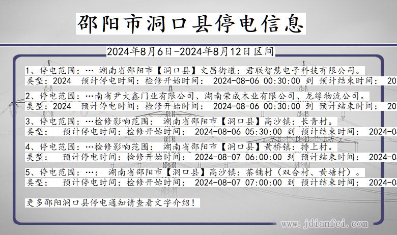 湖南省邵阳洞口停电通知