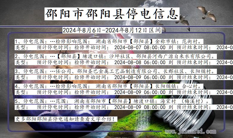 湖南省邵阳邵阳停电通知